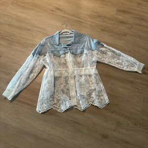 Lace and Denim Sheer Jacket